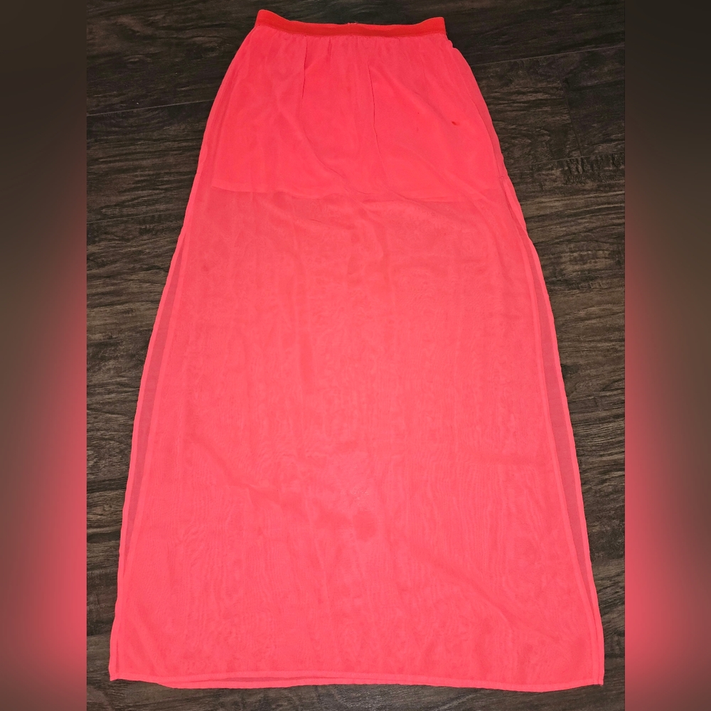 Divided by H&M Neon Orange Coral Pink Maxi Skirt Under Cover Up 6